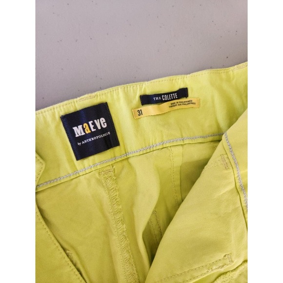 NWD Anthropologie Maeve The Colette Wide Leg Crop Pants Size 31 CHARTREUSE - Picture 11 of 13